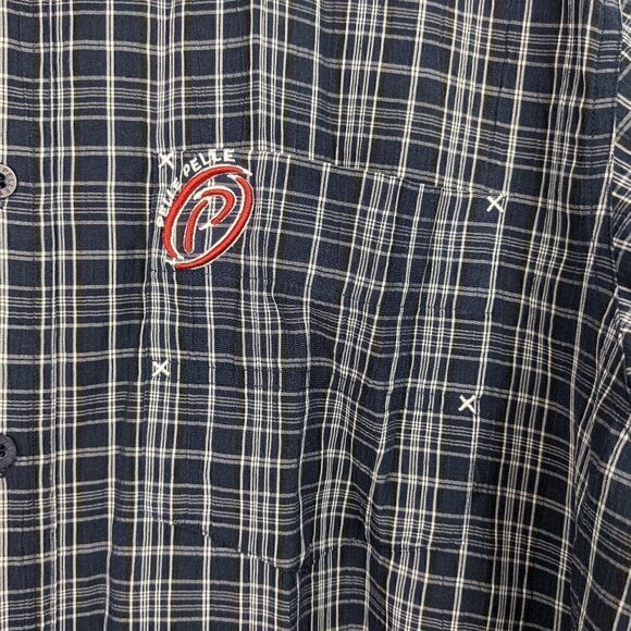 Vintage y2k pelle pelle short sleeve shirt black and blue checks Large - Picture 4 of 7